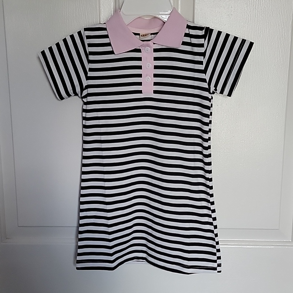 NWOT, Girls 4-5T short sleeved striped dress. - Picture 1 of 4